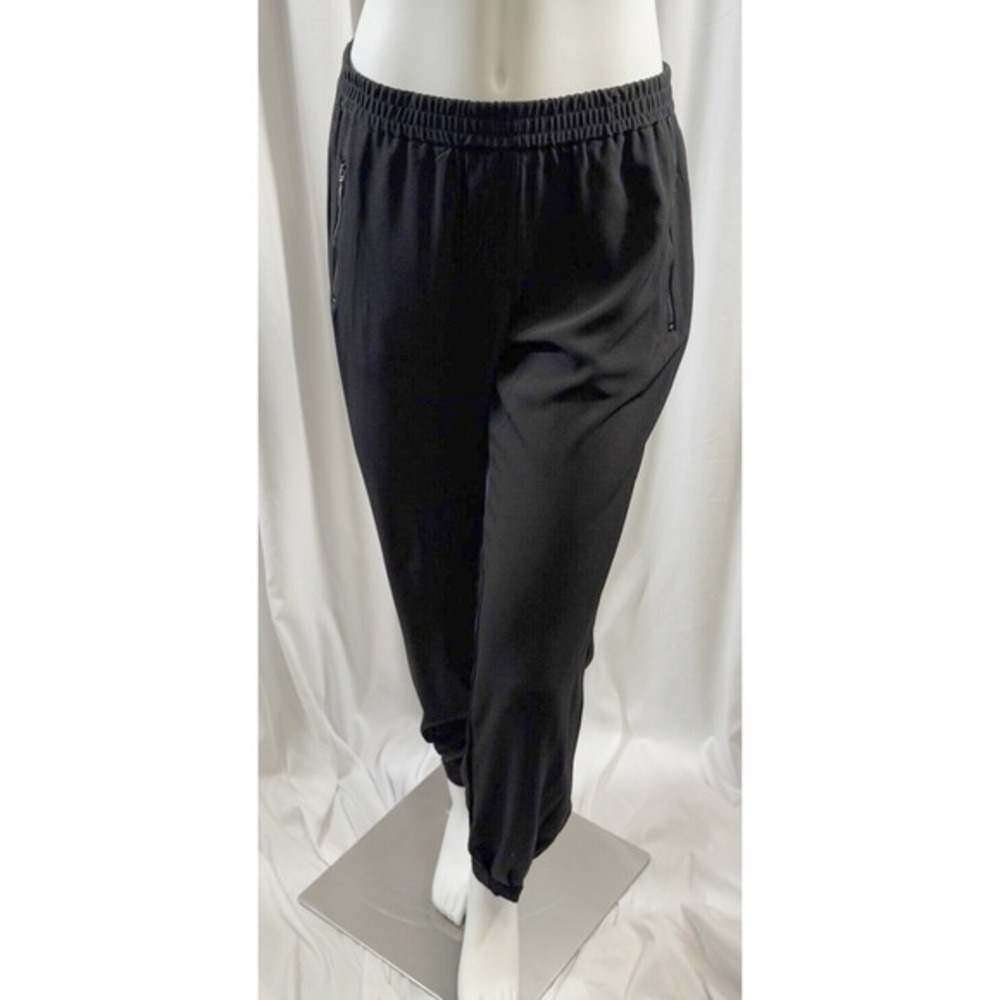 New York & Co Black Stretch Jogger Pants Elastic Waist Zip Pocket M Preppy 74-14 - Picture 9 of 13